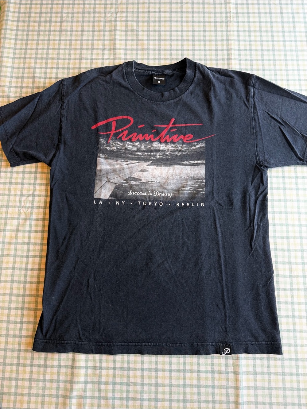 Primitive Black Short-Sleeve Tee with Red Script Logo